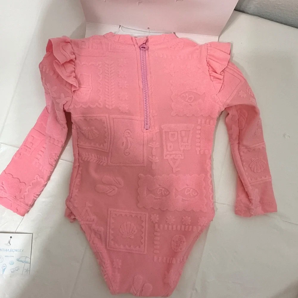 Cynthia Rowley Girls Pink Long Sleeve Swimsuit & Beach Toy Set 18M UPF 50